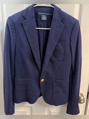 Ralph Lauren Sport Navy Blazer Gold Buttons Crest